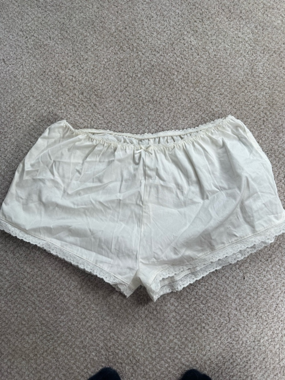 Light Cream Lace-Trim Women's Pajama Shorts